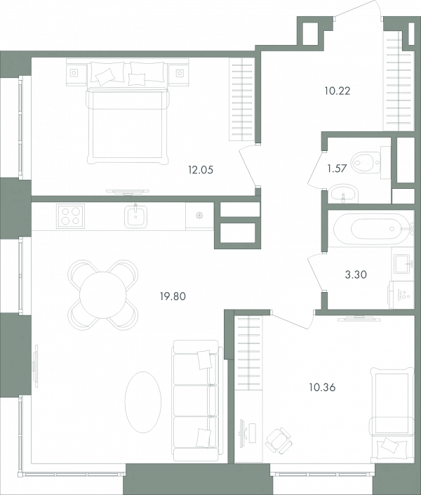План 2-комнатная квартира № 99 print
