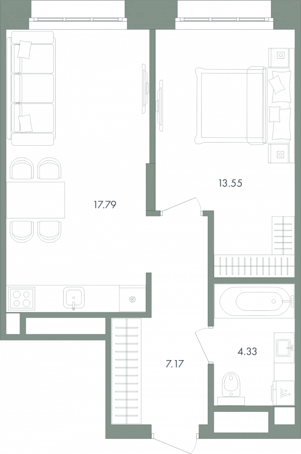 План 1-комнатная квартира № 7 print